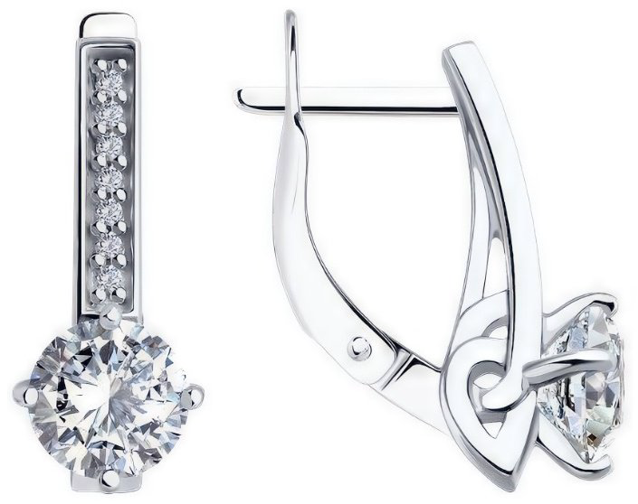 Серьги Diamant 94-120-02135-1_3,1 вес 3.1 г серебро, фианит купить,NaN