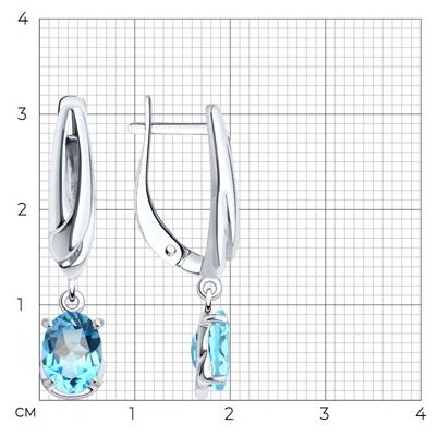 Серьги Diamant 94-321-02682-1 вес 3.69 г серебро, топаз купить,NaN