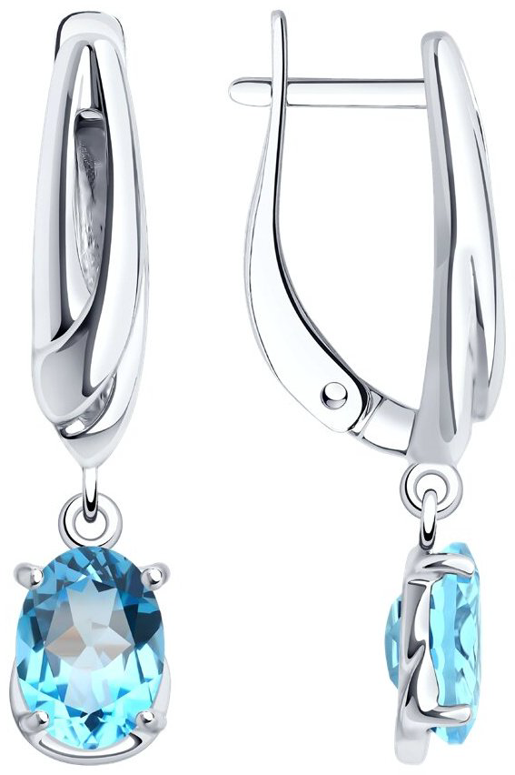 Серьги Diamant 94-321-02682-1 вес 3.74 г серебро, топаз купить,NaN