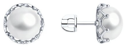 Серьги Diamant 94-322-01949-1 вес 4.2 г серебро, жемчуг купить,NaN