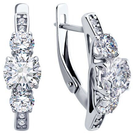 Серьги Diamant 94-120-02151-1 вес 3.71 г серебро, фианит купить,NaN