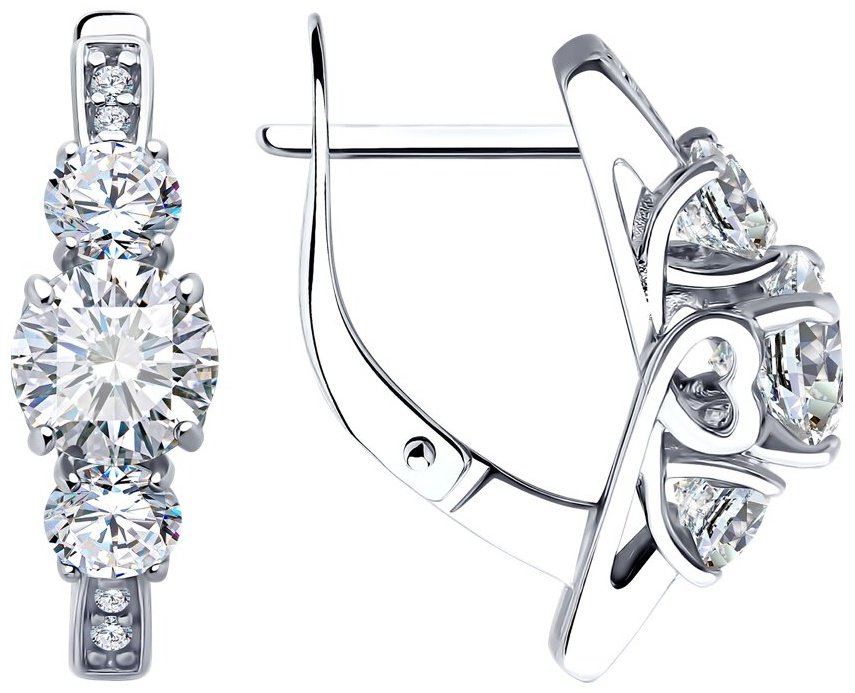 Серьги Diamant 94-120-02151-1 вес 3.71 г серебро, фианит купить,NaN