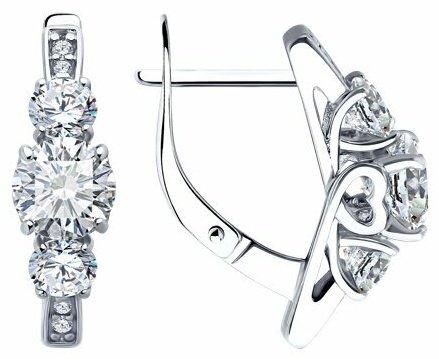 Серьги Diamant 94-120-02151-1 вес 3.8 г серебро, фианит купить,NaN