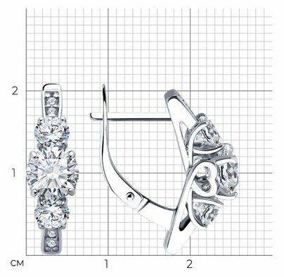 Серьги Diamant 94-120-02151-1 вес 3.8 г серебро, фианит купить,NaN