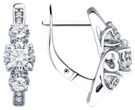 Серьги Diamant 94-120-02151-1 вес 3.82 г серебро, фианит купить,NaN