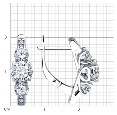 Серьги Diamant 94-120-02151-1 вес 3.82 г серебро, фианит купить,NaN