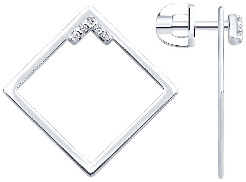 Серьги Diamant 94-122-02380-1 вес 2.323 г серебро, фианит купить,NaN