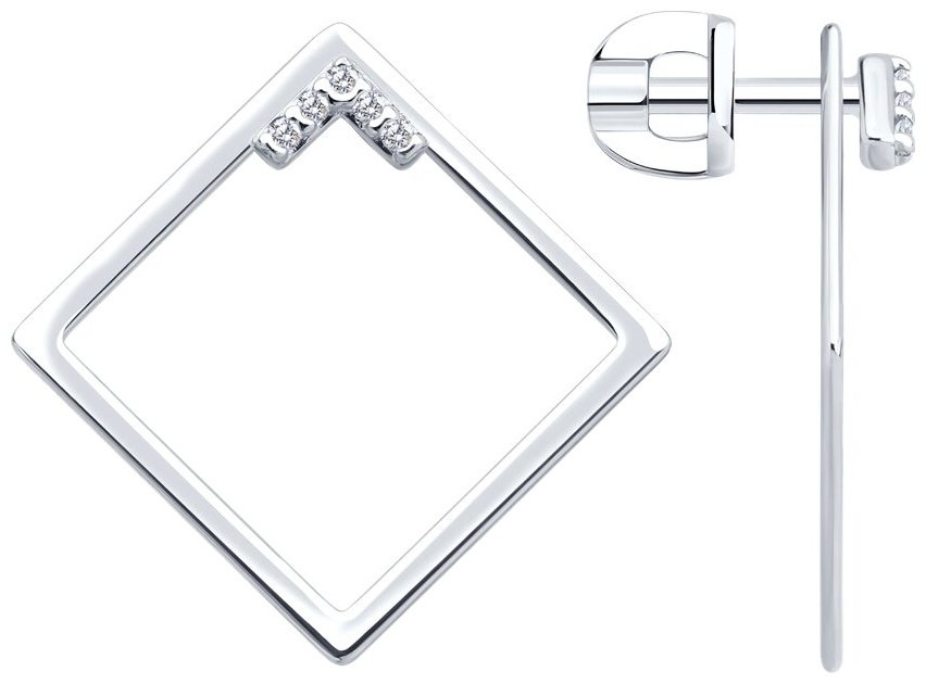 Серьги Diamant 94-122-02380-1 вес 2.323 г серебро, фианит купить,NaN