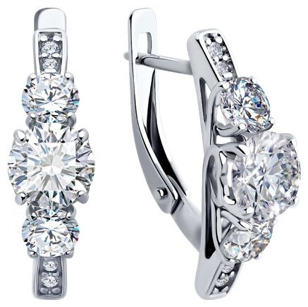 Серьги Diamant 94-120-02151-1 вес 3.82 г серебро, фианит купить,NaN