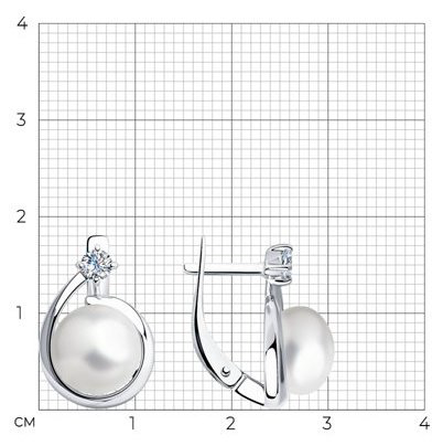 Серьги Diamant 94-320-01111-1 вес 4.43 г серебро, жемчуг, фианит купить,NaN