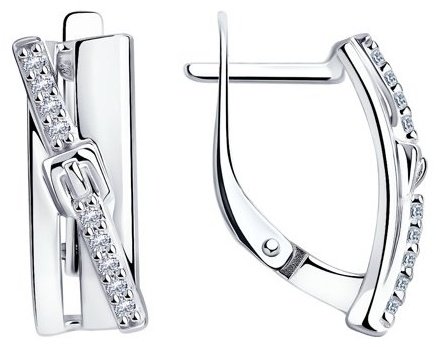 Серьги Diamant 94-120-00802-1 вес 3.39 г серебро, фианит купить,NaN