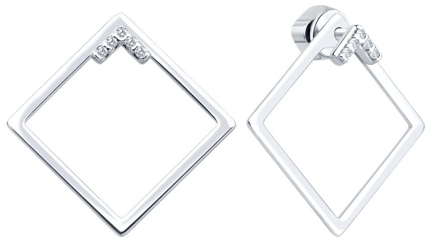 Серьги Diamant 94-122-02380-1 вес 2.323 г серебро, фианит купить,NaN