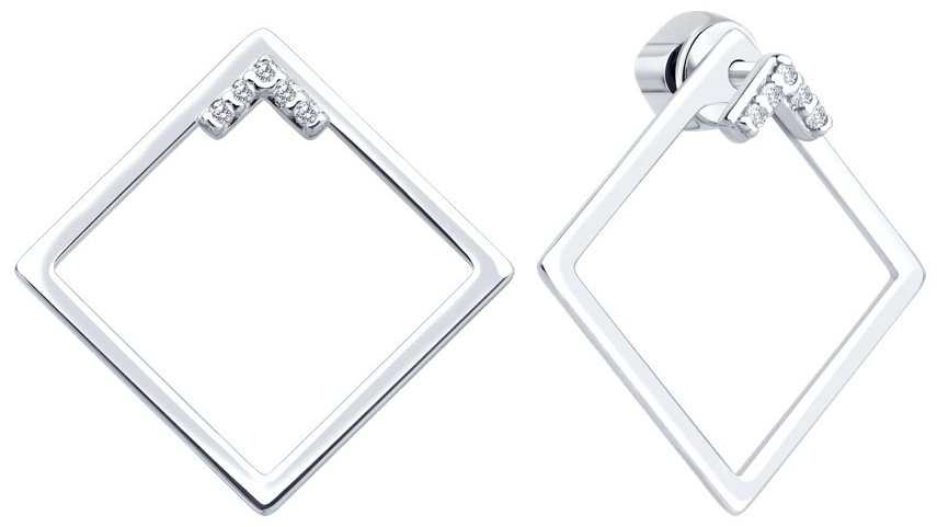 Серьги Diamant 94-122-02380-1 вес 2.323 г серебро, фианит купить,NaN