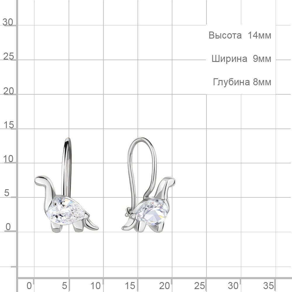 Серьги AQUAMARINE 49421 вес 1.2 г серебро, фианит купить,NaN