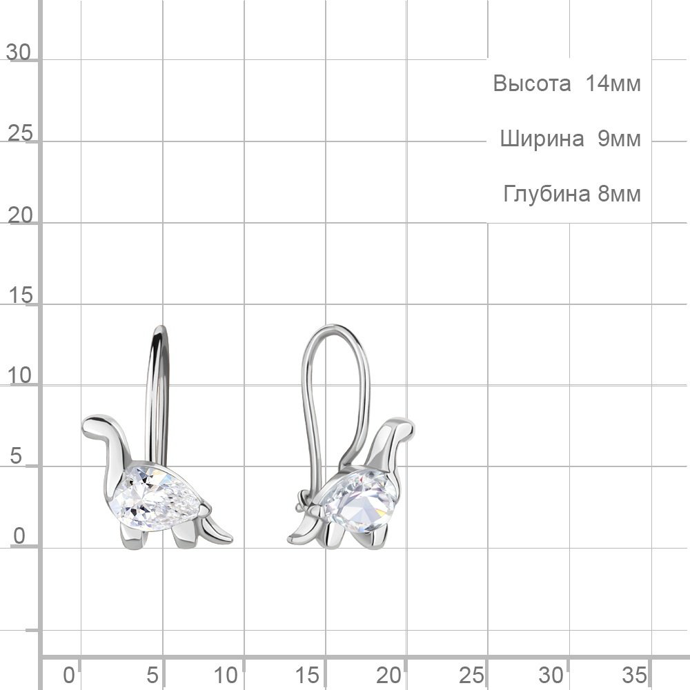Серьги AQUAMARINE 49421 вес 1.2 г серебро, фианит купить,NaN