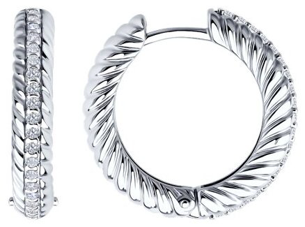 Серьги Diamant 94-120-02161-1 вес 5.81 г серебро, фианит купить,NaN