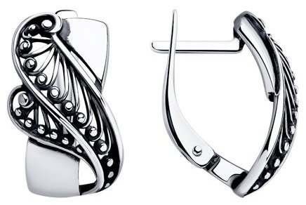 Серьги Diamant 95-120-01211-1 вес 3 г серебро, без вставок купить,NaN