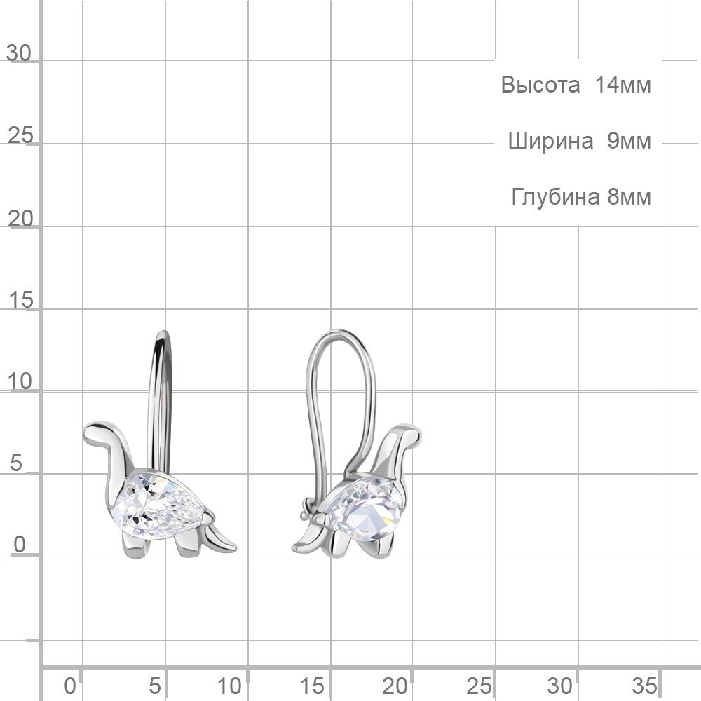Серьги AQUAMARINE 49421.5 вес 1.2 г серебро, фианит купить,NaN