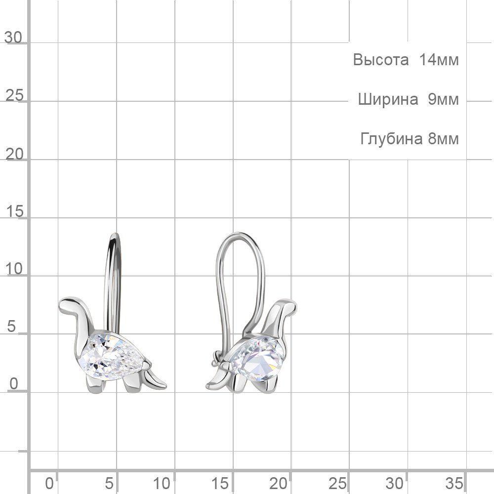 Серьги AQUAMARINE 49421.5 вес 1.2 г серебро, фианит купить,NaN