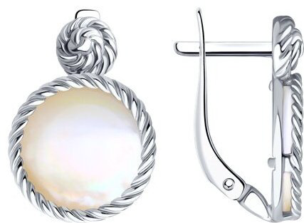 Серьги Diamant 94-320-01627-1 вес 5.19 г серебро, перламутр купить,NaN