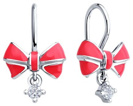 Серьги Diamant 94-120-02177-1 вес 2.29 г серебро, фианит купить,NaN