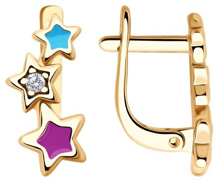 Серьги Diamant 93-120-02694-1 вес 1.41 г серебро, фианит, эмаль купить,NaN