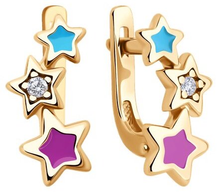 Серьги Diamant 93-120-02694-1 вес 1.41 г серебро, фианит, эмаль купить,NaN