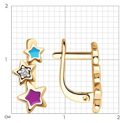 Серьги Diamant 93-120-02694-1 вес 1.41 г серебро, фианит, эмаль купить,NaN