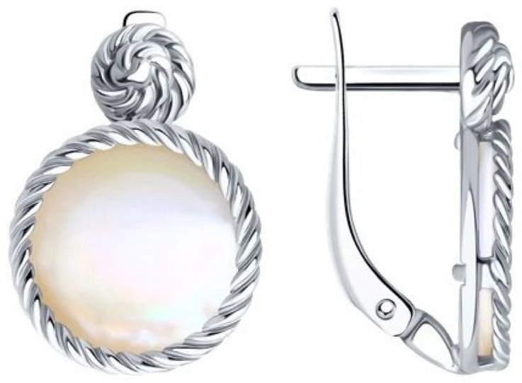 Серьги Diamant 94-320-01627-1 вес 5.26 г серебро, перламутр купить,NaN