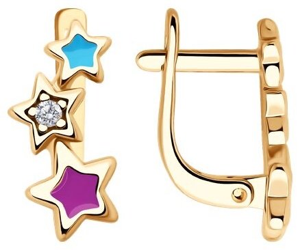 Серьги Diamant 93-120-02694-1 вес 1.46 г серебро, эмаль, фианит купить,NaN