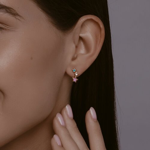Серьги Diamant 93-120-02694-1 вес 1.46 г серебро, эмаль, фианит купить,NaN