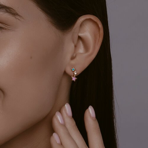 Серьги Diamant 93-120-02694-1 вес 1.46 г серебро, эмаль, фианит купить,NaN