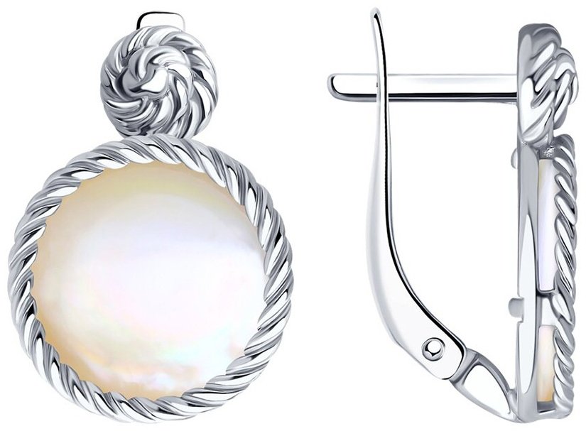 Серьги Diamant 94-320-01627-1 вес 5.33 г серебро, перламутр купить,NaN