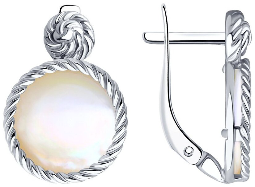Серьги Diamant 94-320-01627-1 вес 5.33 г серебро, перламутр купить,NaN