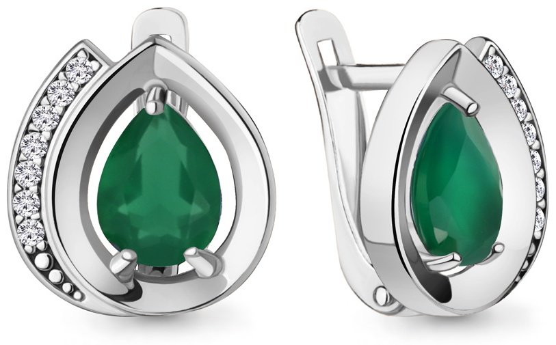 Серьги AQUAMARINE 4969009А вес 3.48 г серебро, агат купить,NaN