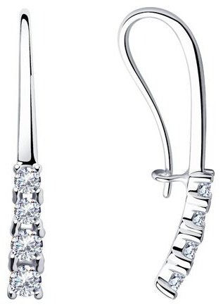 Серьги Diamant 94-120-00866-1 вес 2.08 г серебро, фианит купить,NaN