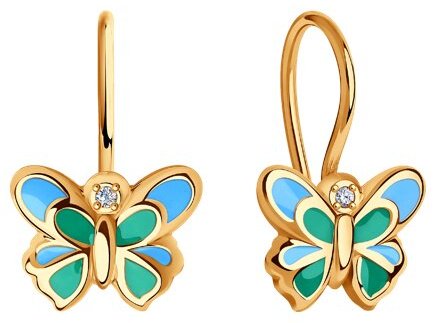 Серьги SOKOLOV 028947 вес 0.95 г золото, фианит купить,NaN