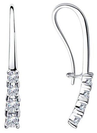 Серьги Diamant 94-120-00866-1 вес 2.1 г серебро, фианит купить,NaN