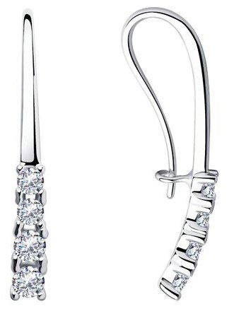 Серьги Diamant 94-120-00866-1 вес 2.1 г серебро, фианит купить,NaN