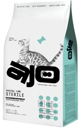 Корм AJO Special Line Sterile для стерилизованных курица, индейка, утка 10 кг купить,NaN