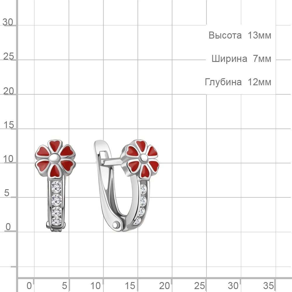Серьги AQUAMARINE 49782А вес 1.62 г серебро, эмаль, фианит купить,NaN