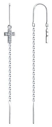Серьги Diamant 94-123-01492-1 вес 1.4 г серебро, фианит купить,NaN