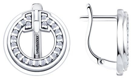 Серьги Diamant 94-120-02271-1 вес 3.42 г серебро, фианит купить,NaN