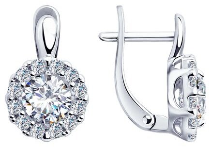 Серьги Diamant 94-120-01647-1 вес 3.16 г серебро, фианит купить,NaN