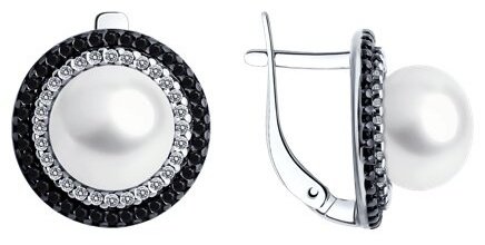 Серьги Diamant 94-320-01918-1_s вес 6.13 г серебро, жемчуг, фианит, шпинель купить,NaN