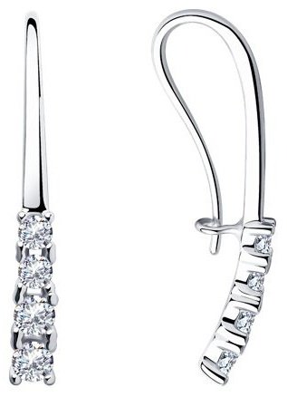 Серьги Diamant 94-120-00866-1 вес 2.18 г серебро, фианит купить,NaN