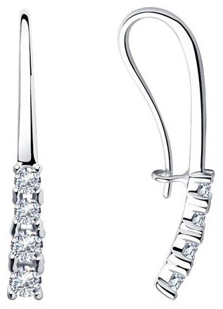 Серьги Diamant 94-120-00866-1 вес 2.18 г серебро, фианит купить,NaN