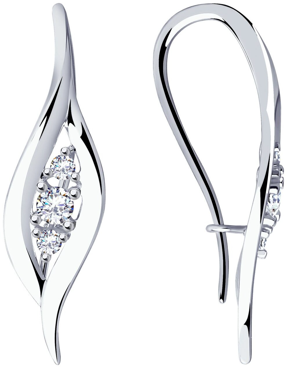 Серьги Diamant 94-120-00873-1 вес 2.4 г серебро, фианит купить,NaN