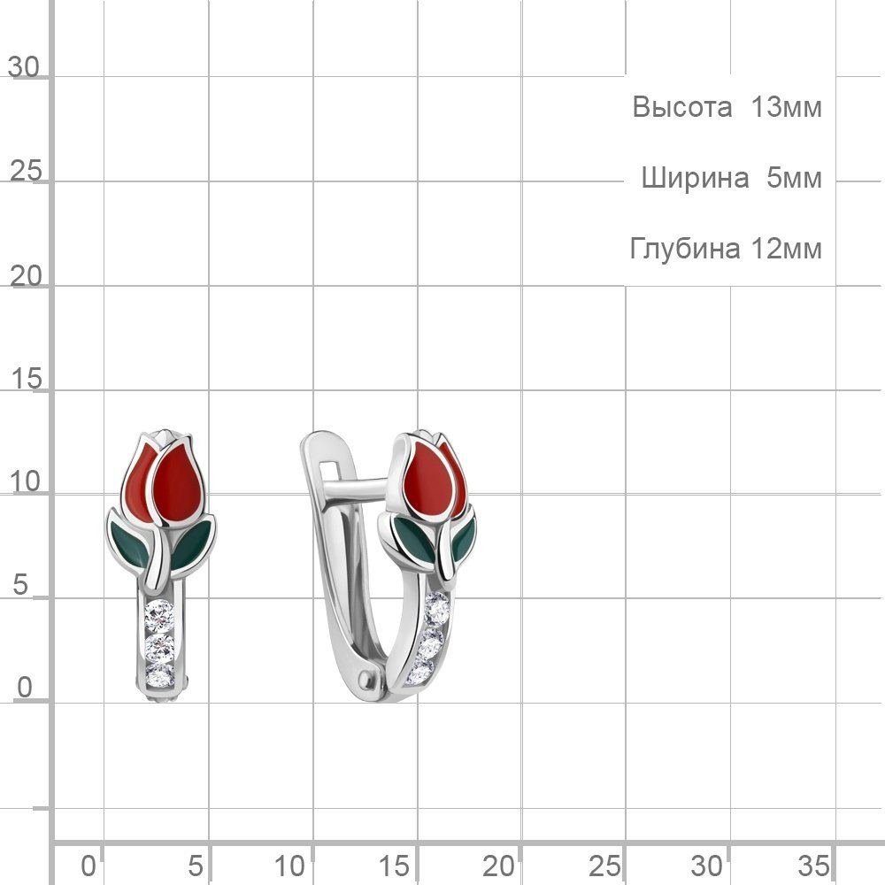 Серьги AQUAMARINE 49788А вес 1.42 г серебро, эмаль, фианит купить,NaN