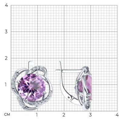 Серьги Diamant 94-320-01920-1 вес 5.5 г серебро, аметист, фианит купить,NaN